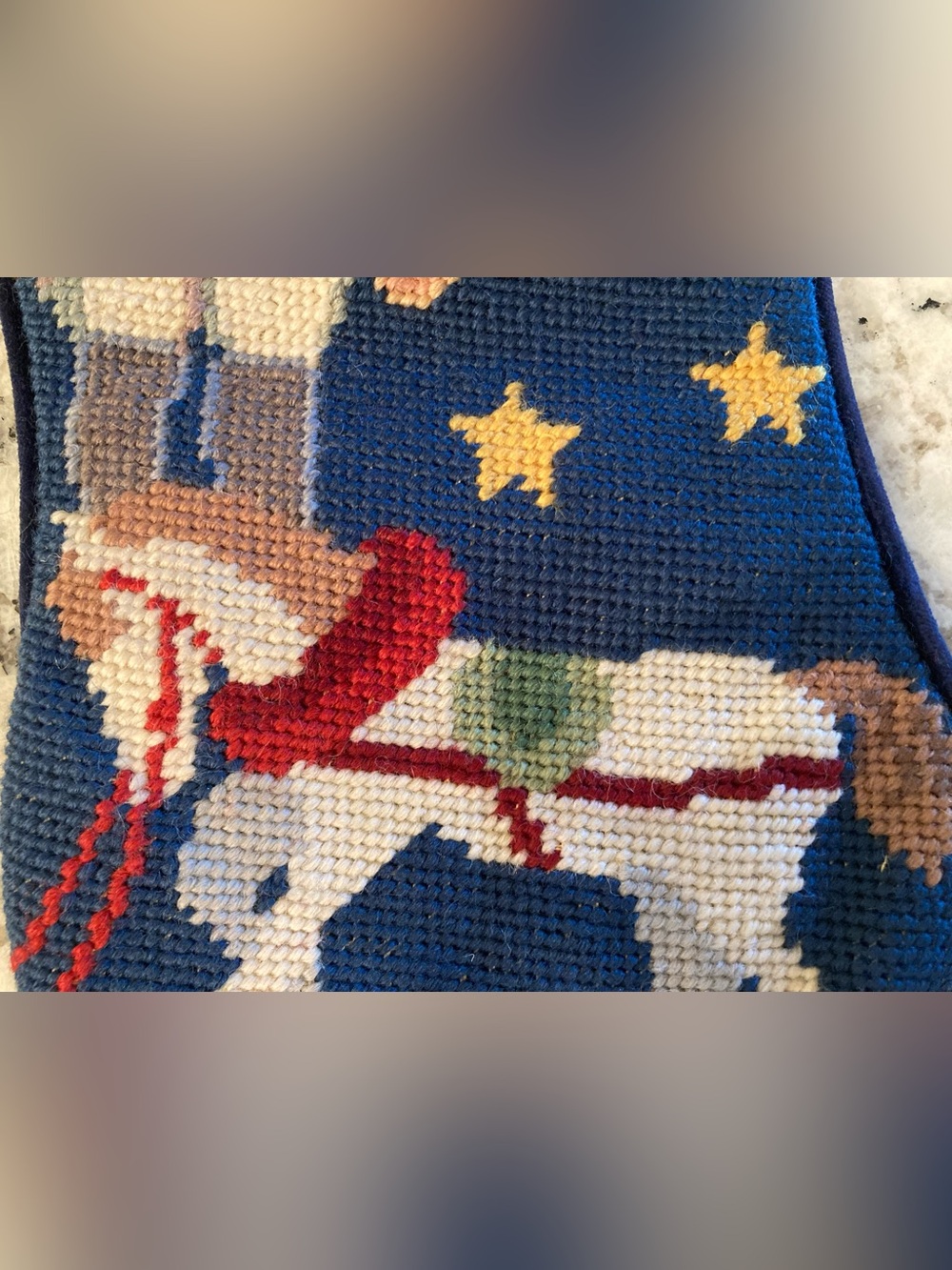 Vintage With Tag Needlepoint Christmas Stocking - Picture 6 of 8